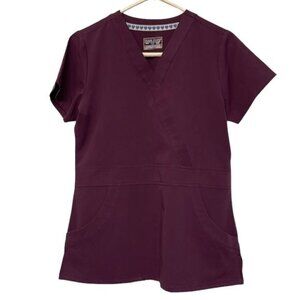 Nurse Mates Lauren Wine Mock Wrap Hospital Doctor Nurse Medical Scrub Size Small